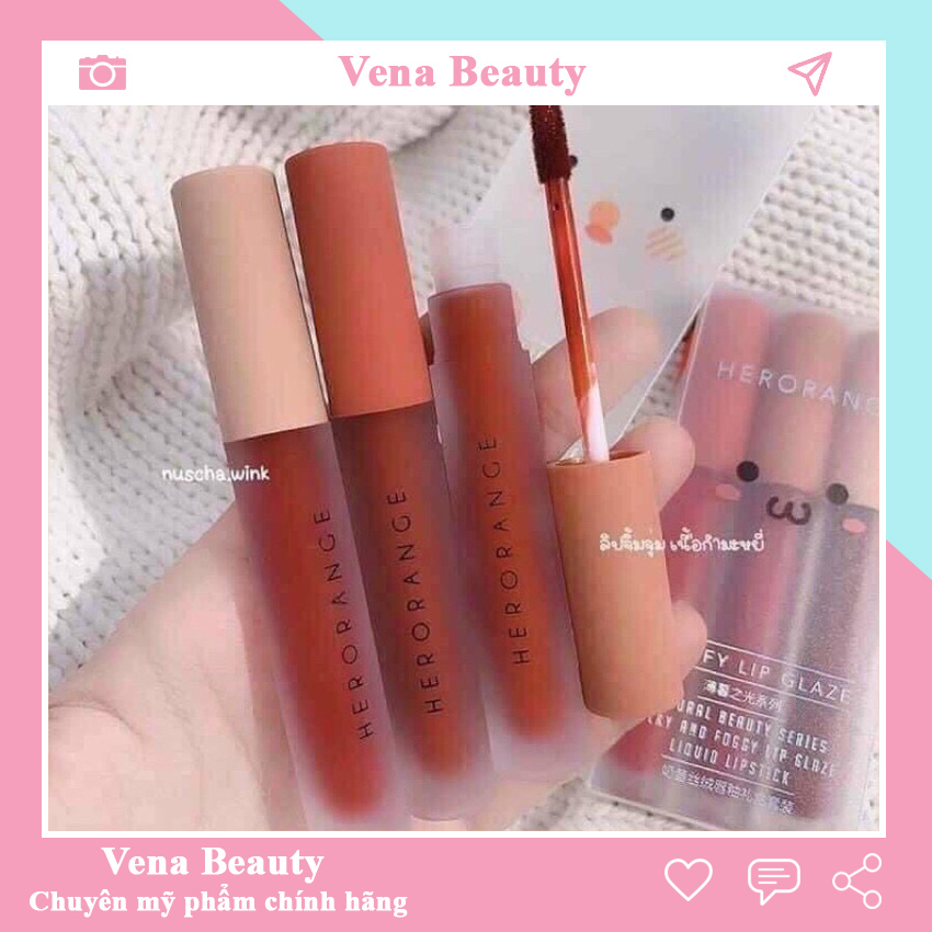 Son dưỡng môi giá rẻ lì dành cho học sinh nội địa trung set 3 cây Herorange Vena Beauty