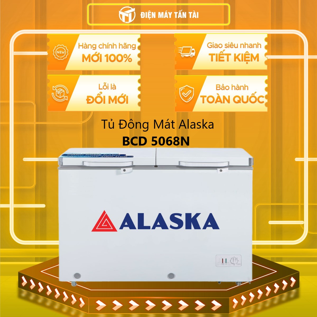 Tủ Đông Mát Alaska BCD-5068N 2 Ngăn, 2 Cửa Mở Trên, Dung Tích 500L