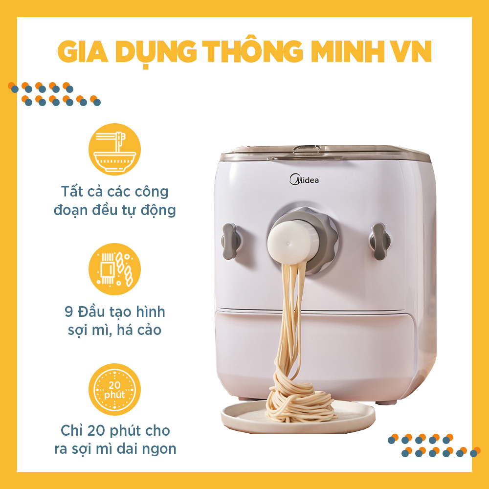 [Có bảo hành] [Chính hãng] Máy làm mì sợi MIDEA MJ-KM15Q1-401 Nhanh chóng - Tự động - Đi kèm 9 đầu tạo hình mì