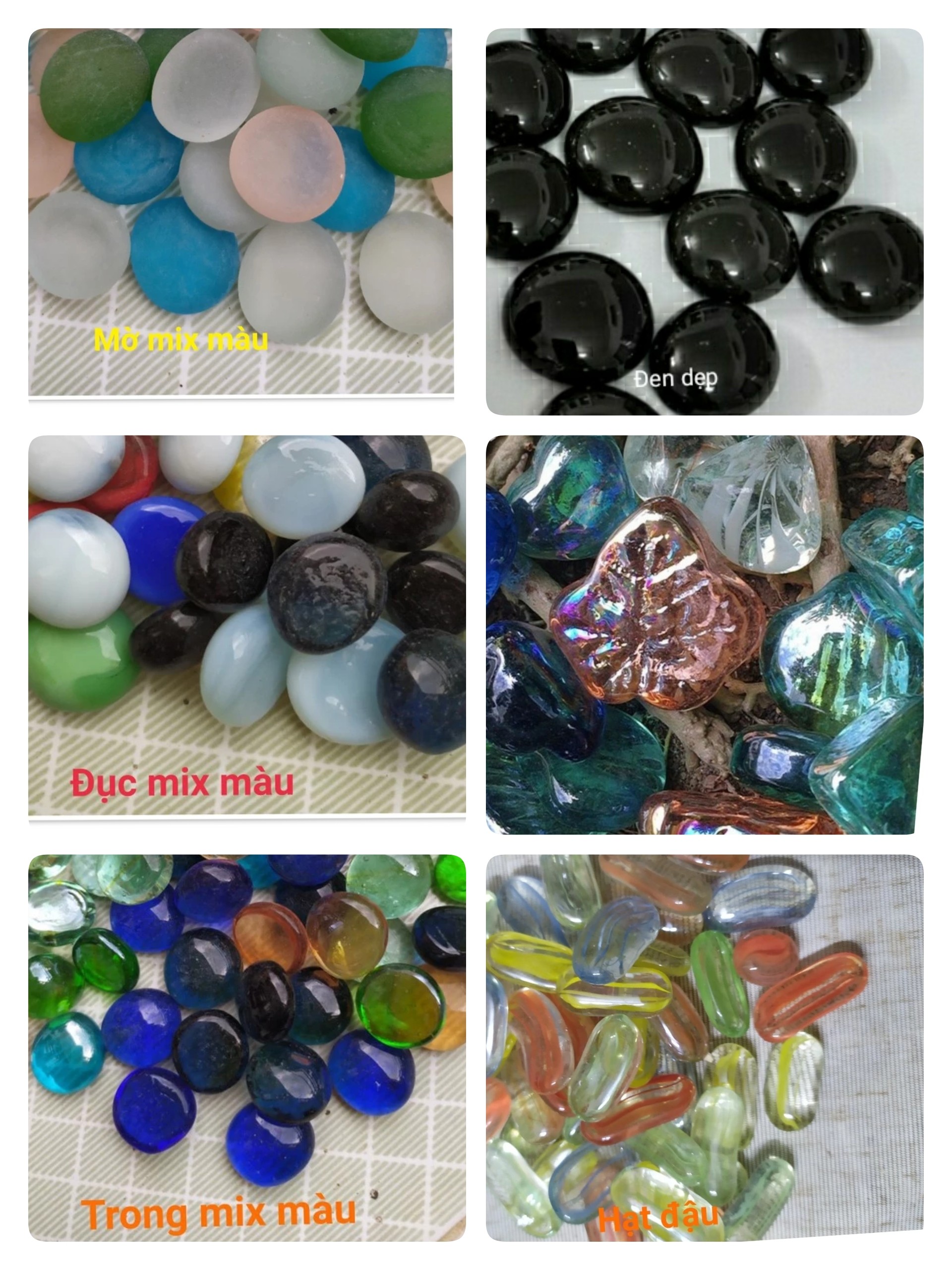 [Chọn loại]Combo 5  bịch sỏi thủy tinh(bịch 300gam)  mix nhiều màu trang trí bể cá hòn non bộ