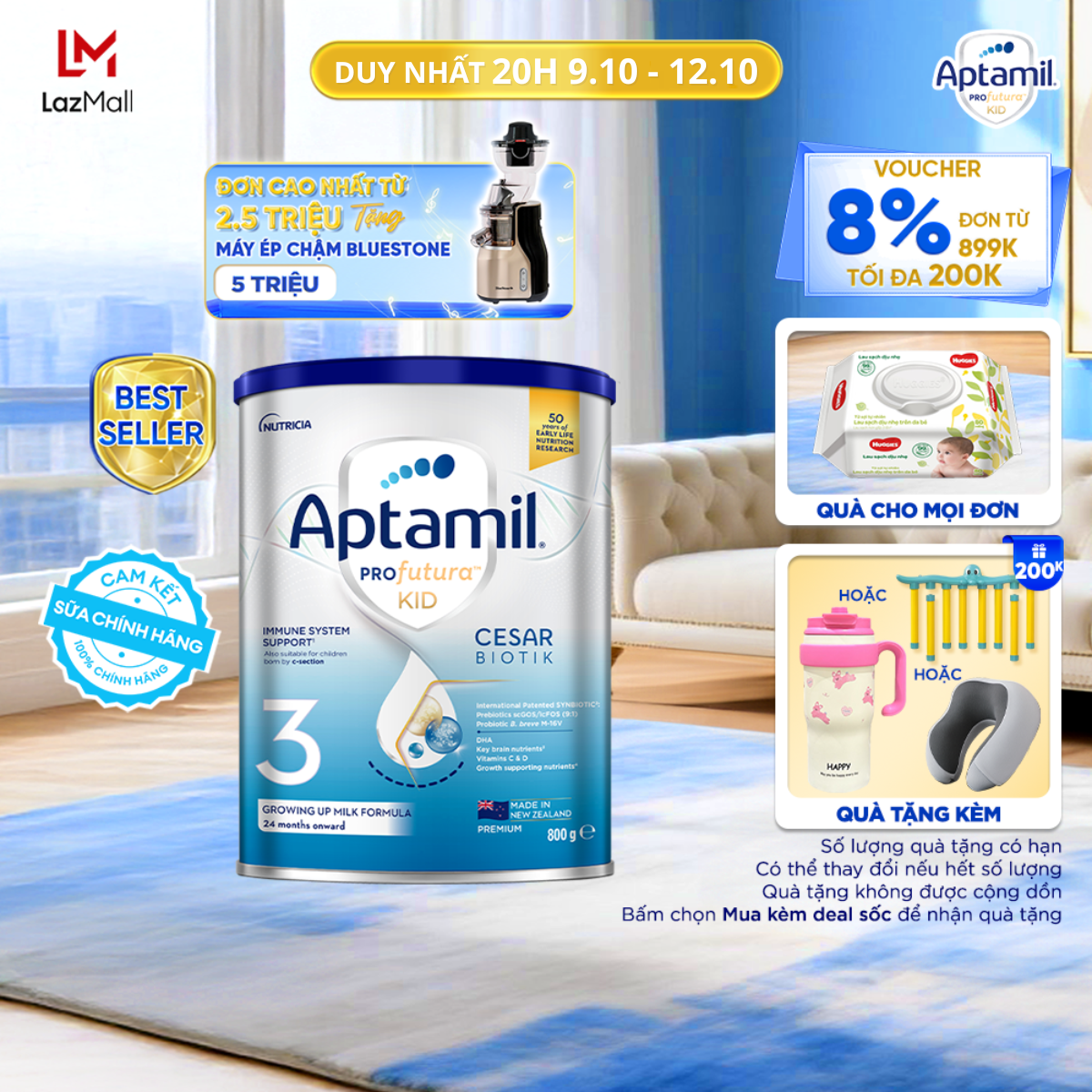 [Hỏa tốc - 0Đ] Sữa bột Aptamil Profutura Kid Cesarbiotik New Zealand số 3 - Synbiotic độc quyền dành cho bé từ 2 đến 6 tuổi