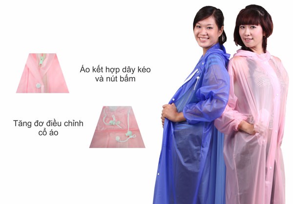 Áo mưa dây kéo trong màu rando freesize