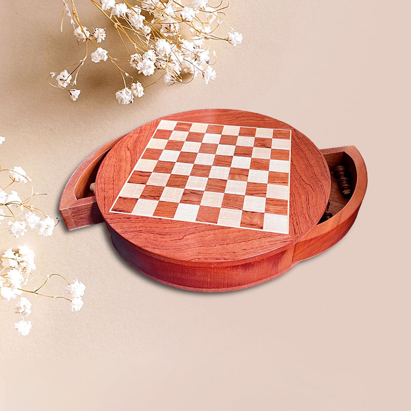 Mới Bộ cờ vua gỗ nam châm thiết kế bàn tròn ngăn cờ xoay độc đáo siêu đẹp