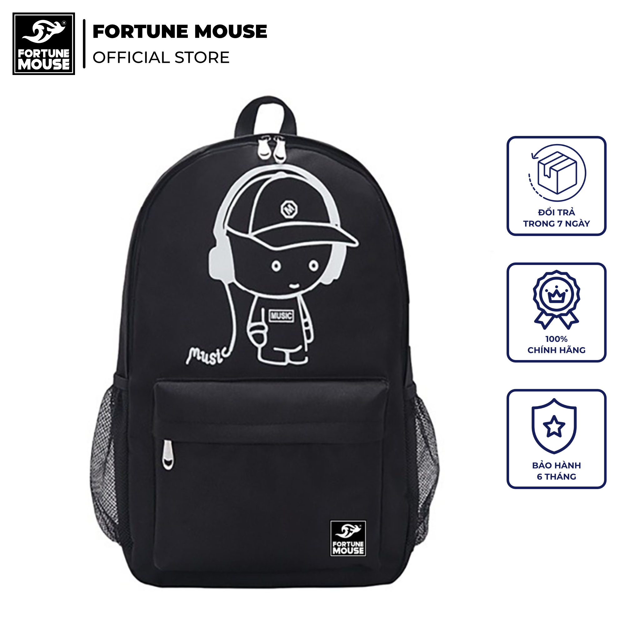 Balo đi học thời trang chống thấm nước MUSIC KID Fortune Mouse B550