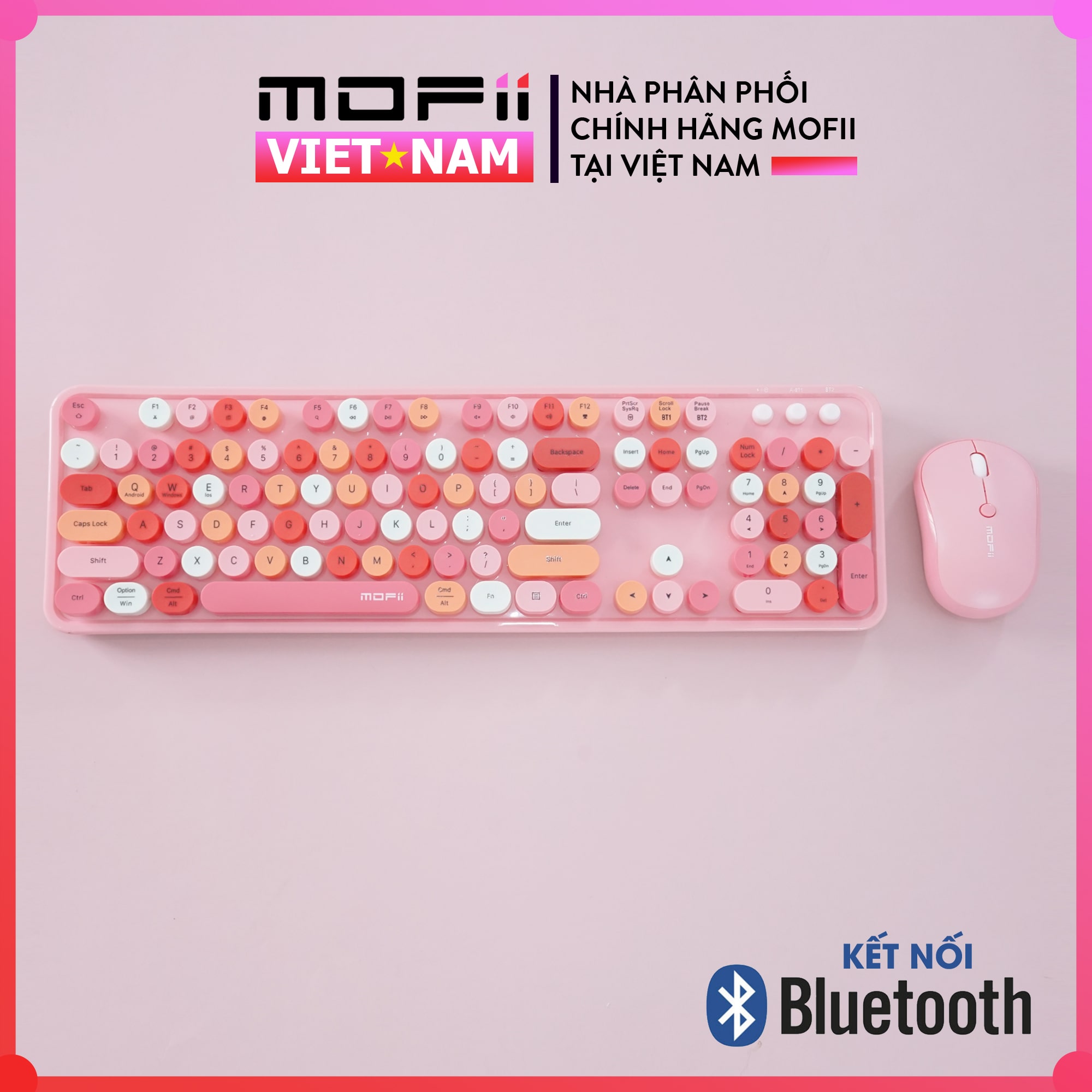 Bluetooth. Combo Bàn Phím và Chuột Không Dây MOFII CANDY SWEET BLUETOOTH