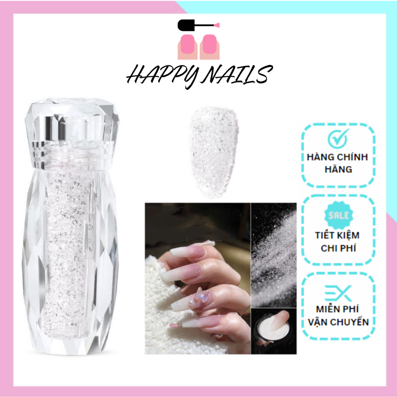 - hạt bi trắng trong - đá bi thủy tinh - đá rắc nail trang trí nail, đá rắc nail siêu sáng , hũ đá rắc nail