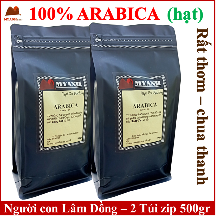 1kg cà phê Hạt Arabica rang mộc- Cà phê sạch Lâm Đồng- Cà phê Myanh- Vietnamese coffee