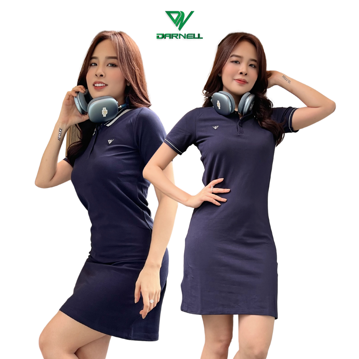 Đầm thun polo nữ DARNELL váy polo cổ bẻ phối màu tinh tế cotton cao cấp mềm mịn thoáng mát năng động DN1702