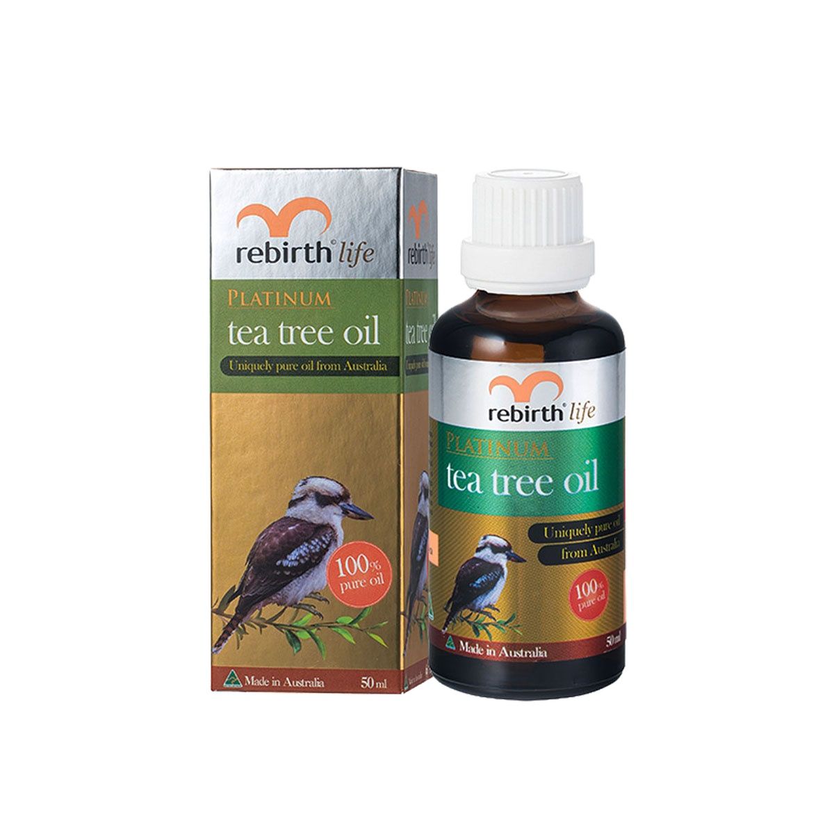 Tinh dầu tràm trà giảm mụn kháng khuẩn Rebirth Life Platium Tea Tree Oil 50ml RL13
