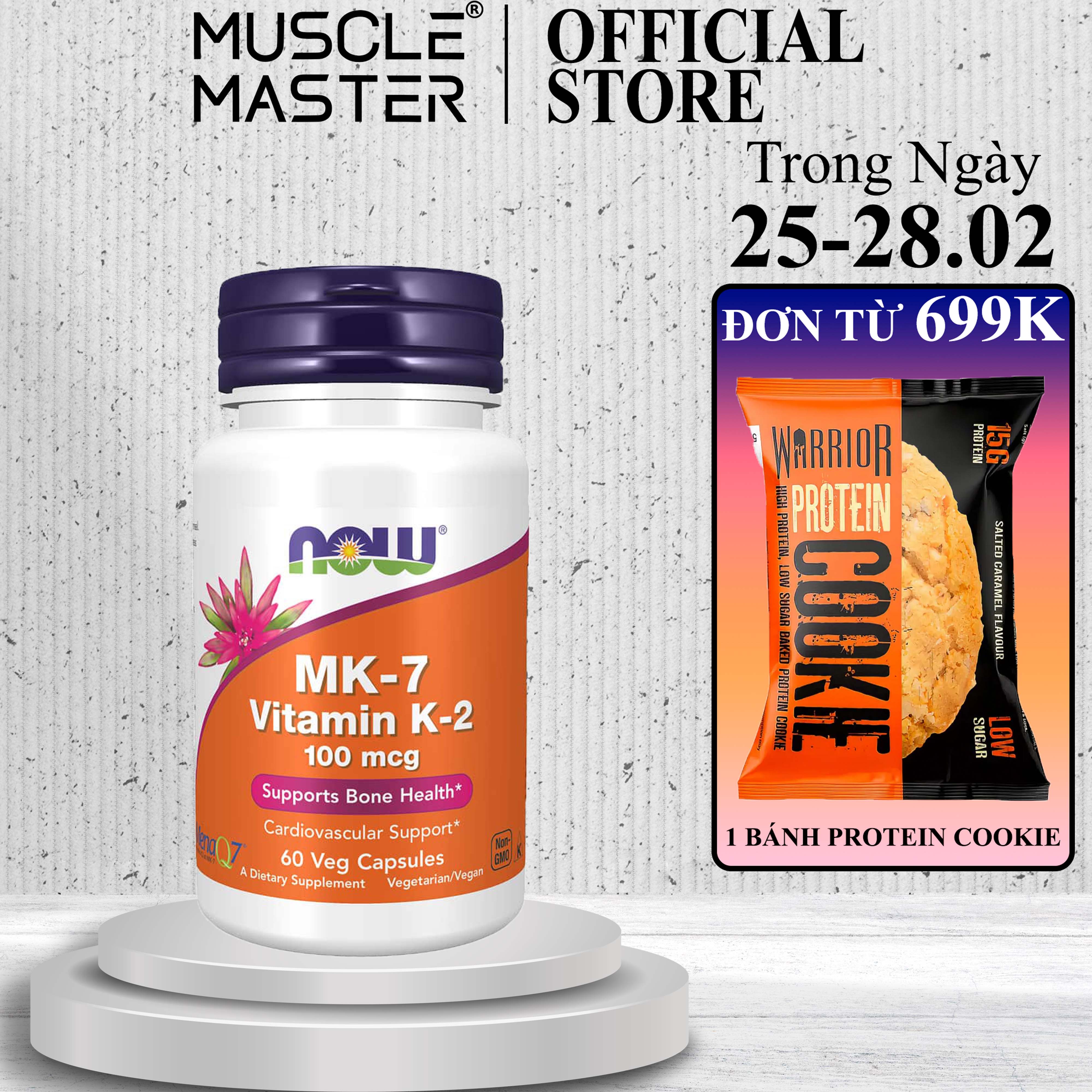 [HCM]Thực Phẩm Bổ Sung NOW Vitamin K2 MK7 60 Viên