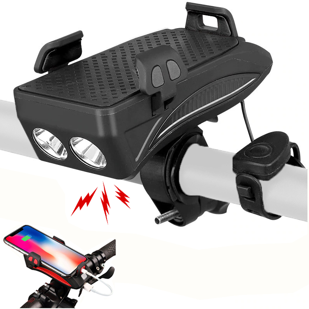 Đèn Pha LED Xe Đạp Siêu Sáng Chống Nước Có Sạc Điện USB Kèm Giá Đỡ Điện Thoại Và Còi Xe Đạp T6, đèn pin gắn xe đạp Hỗ Trợ Sạc Lại Điện Thoại Khẩn Cấp Giúp Đạp Xe An Toàn Ban Đêm KAVISOTA