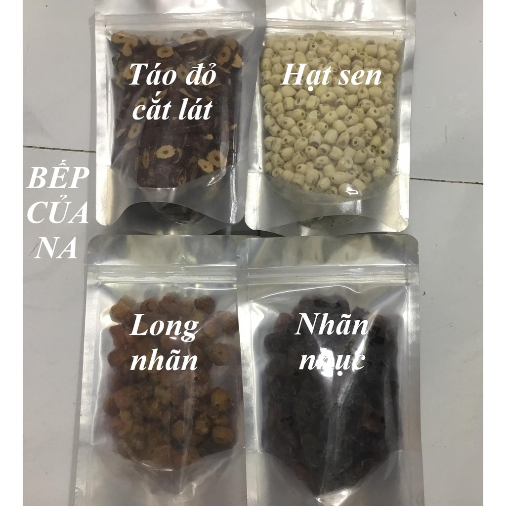 Combo 4 vị nguyên liệu nấu chè sen long nhãn: long nhãn hạt sen nhãn nhục táo cắt lát