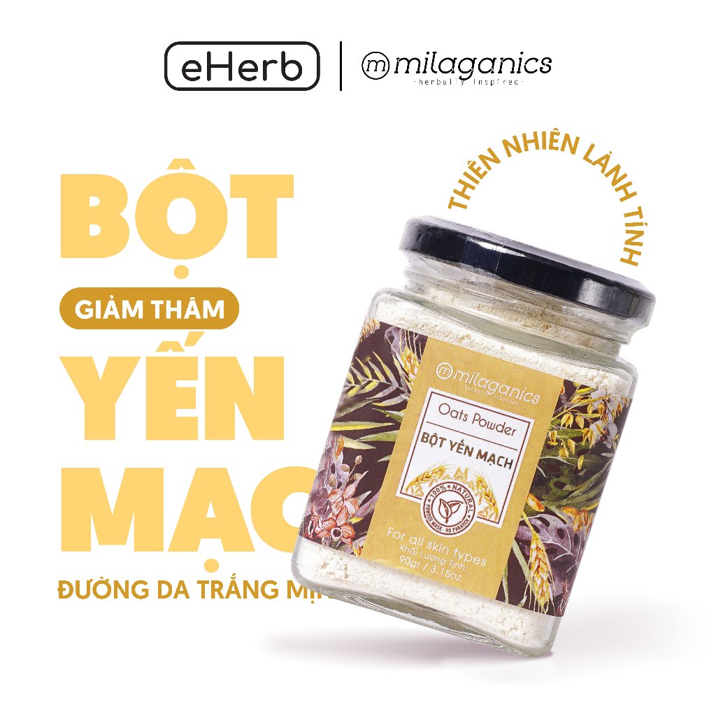 Bột Yến Mạch Nguyên Chất Đắp Mặt Nạ Chống Lão Hóa, Ngừa Mụn MILAGANICS 90gr (Hũ) - eherb