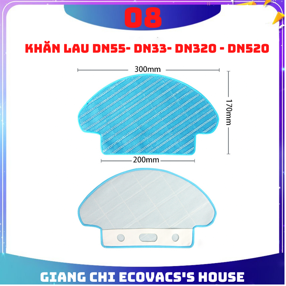 08 khăn lau ecovacs dn55 - dn33 - dn320 -dn520 - dg70 - phụ kiện robot hút bụi ecovacs dn - miếng lau ecovacs dn55 - dn33 - dn320 - dn520 - dg70