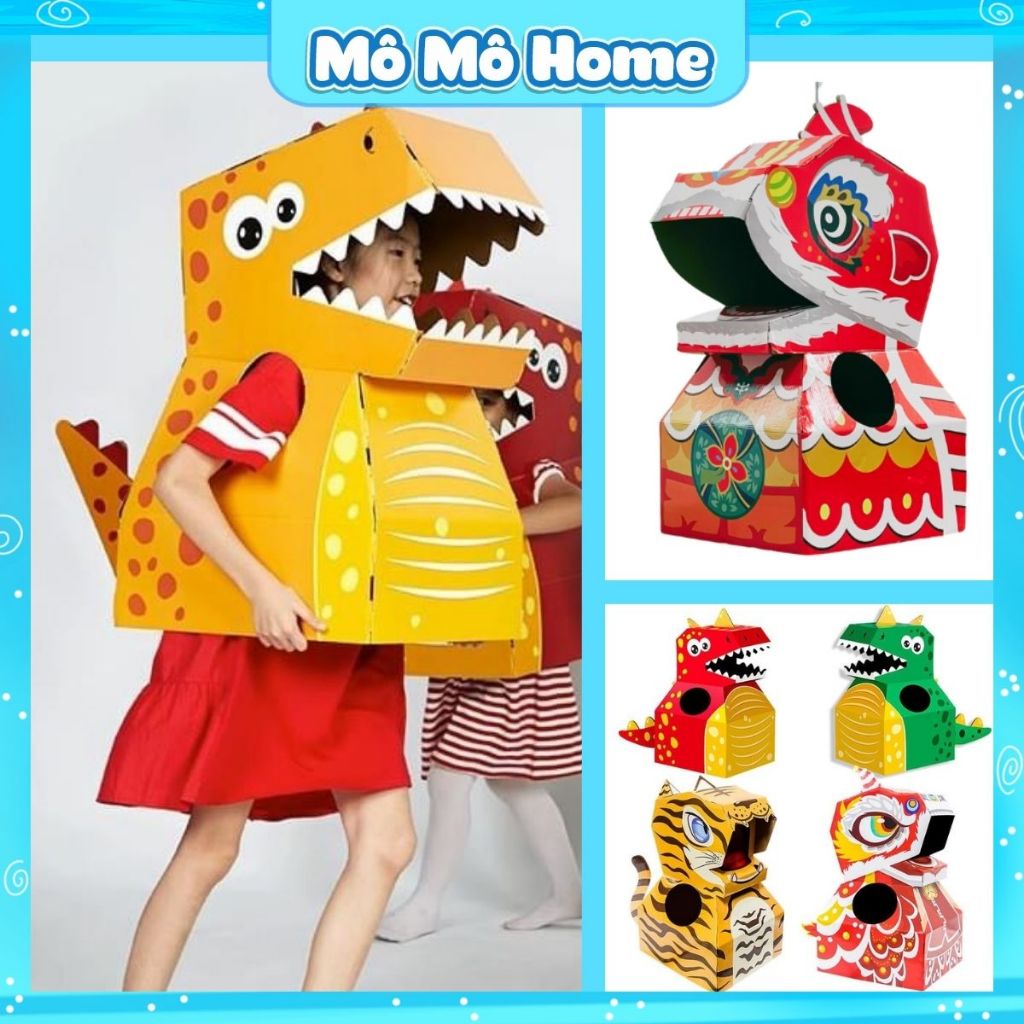 Đồ chơi thùng carton Hóa trang khủng long giấy đồ chơi cosplay con vật Mô Mô Home