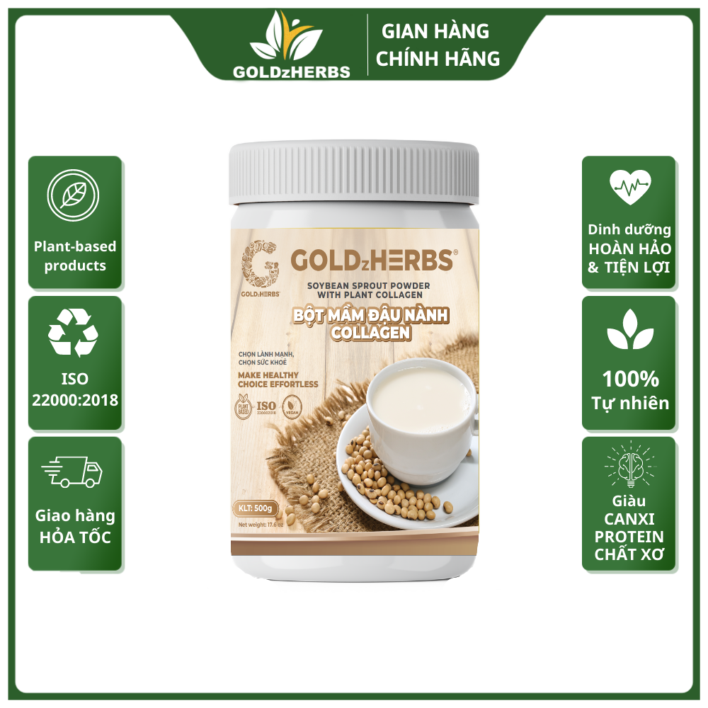 Bột Mầm Đậu Nành Collagen GoldzHerbs 500g