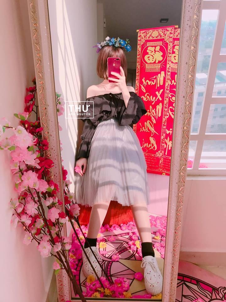 Áo trễ vai tay bo dài