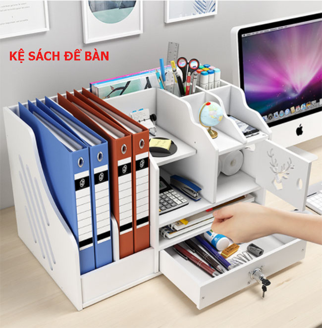 Kệ sách để bàn, kệ sách mini cao cấp, giá sách để bàn, kệ sách để bàn mini, kệ để bàn, kệ để bàn máy tính mini tiện lợi gỗ dày nhiều màu