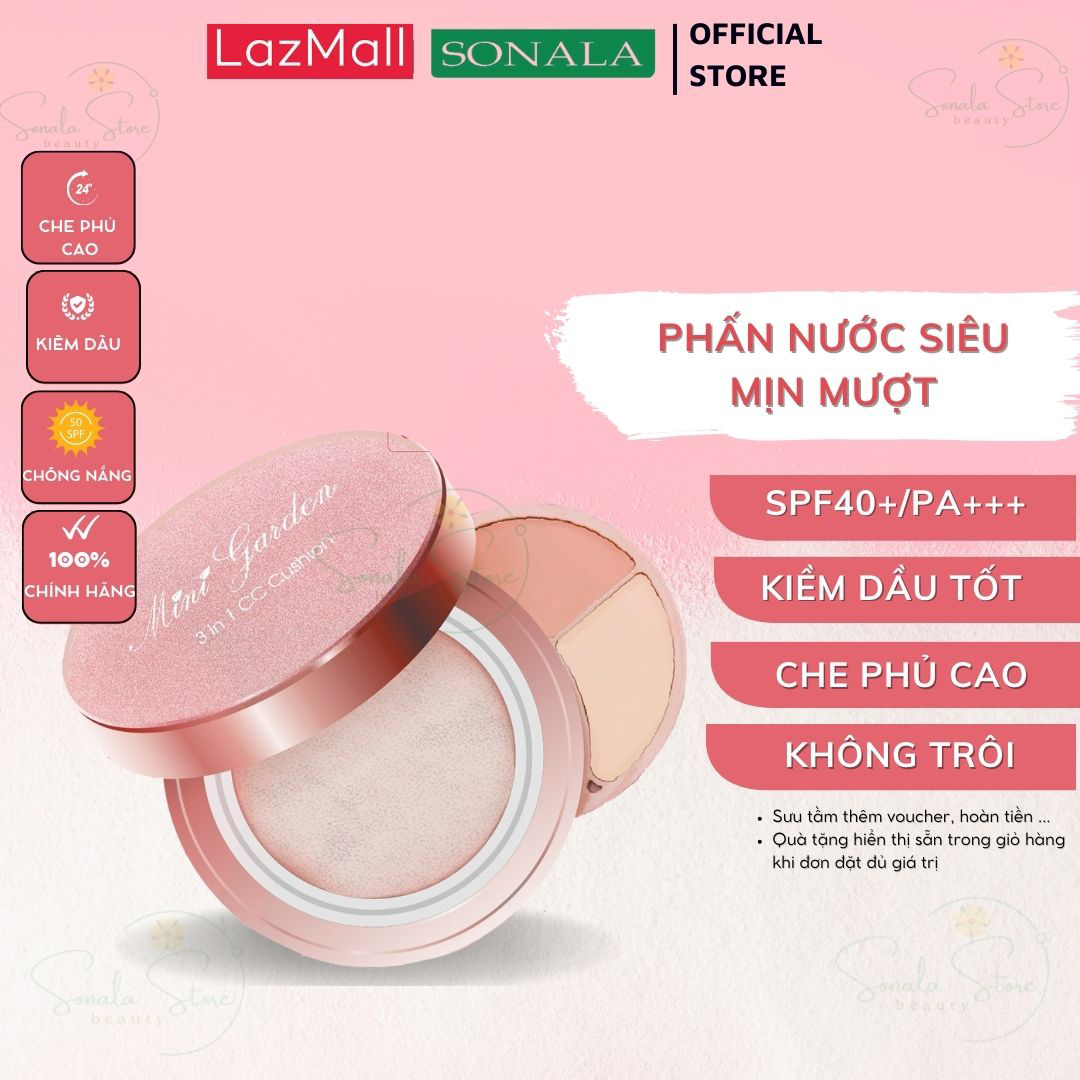 Phấn trang điểm Cushion MiniGarden 3in1 SPF 40+ PA+++ phấn nước makeup