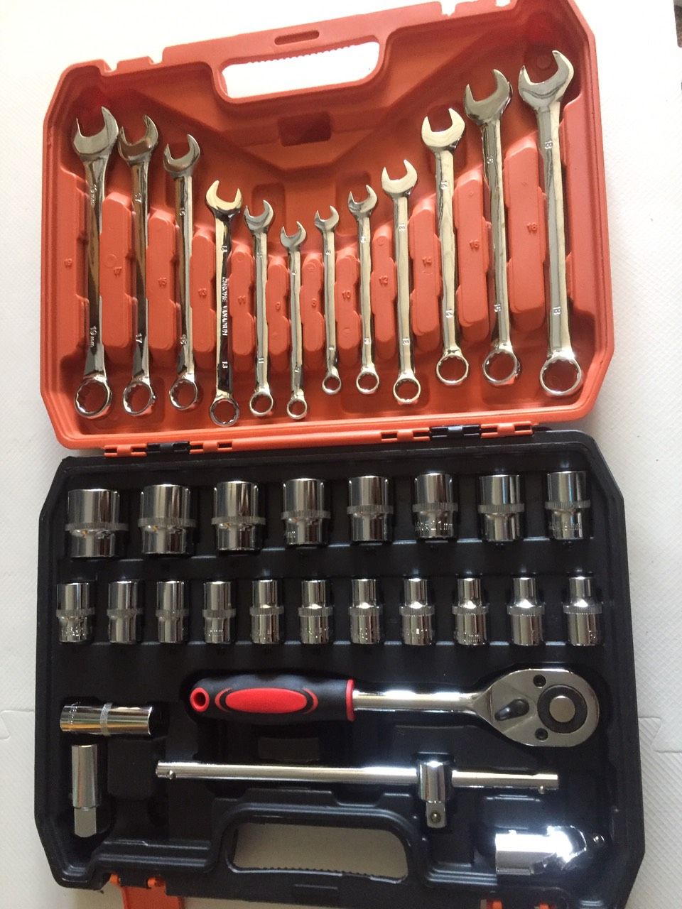 Bộ cờ lê tuýp 37 chi tiết , dụng cụ sửa chữa đa năng, chân 1/2",  cle chòng 8-19mm, tuýp 8-32mm