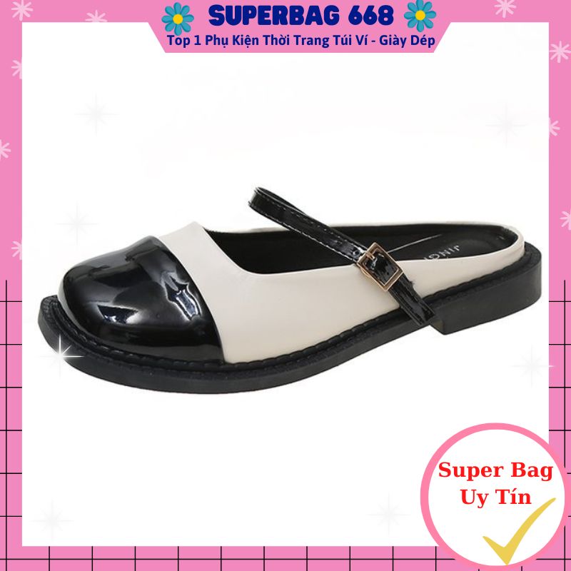 Giày sục nữ đẹp búp bê lolita da bóng vá mũi siêu thời trang 471