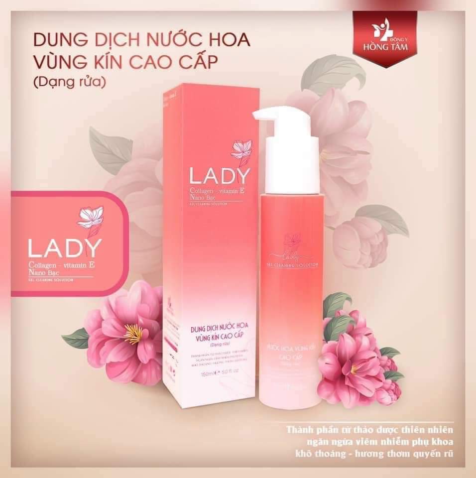 [HCM]2 IN 1 - Dung dịch nước hoa vệ sinh phụ nữ cao cấp Lady (dạng rửa) -bổ sung Nano bạc và Collagen và Vitamin E ddvs thay nuoc hoa vùng kín  khô thoáng sạch sẽ và thơm mát cả ngày