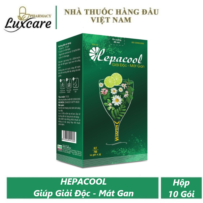 Bột sủi hepacool - hỗ trợ thanh nhiệt - giải độc - hộp 10 gói - luxcare