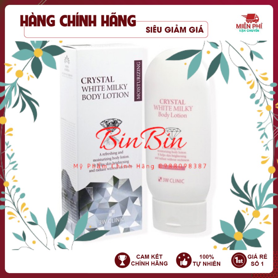 Kem dưỡng trắng da - Kem dưỡng da Body Crystal White Milk Lotion 3W Clinic 200ml