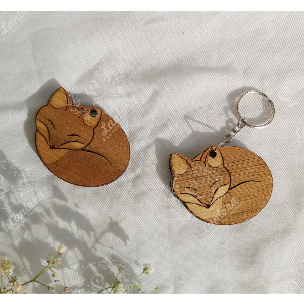 Móc khóa, cúc áo hình động vật cute bằng gỗ tre tự nhiên