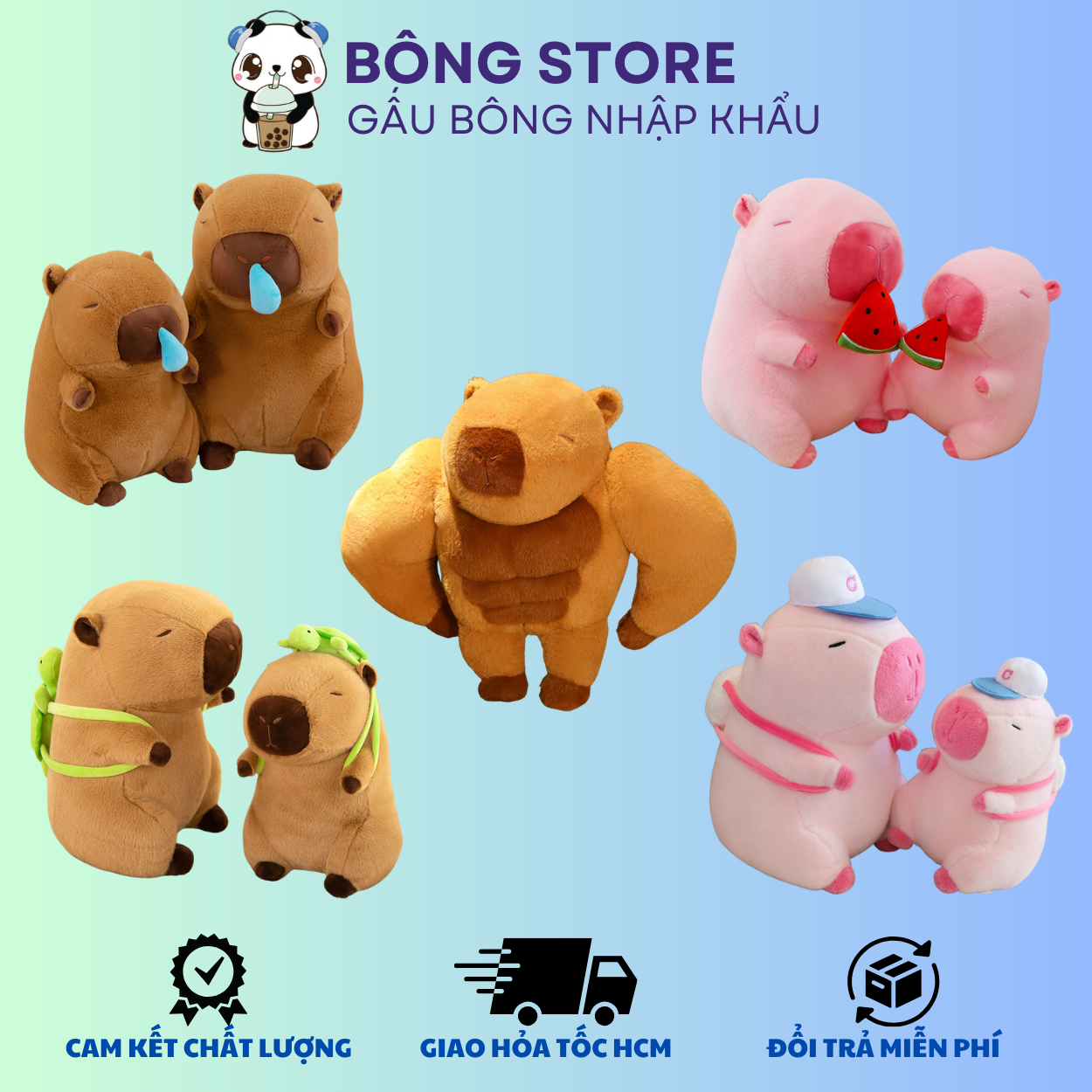 Gấu bông Chuột lang Capybara cute chảy nước mũi đeo balo - Gấu bông Capybara - Thú nhồi bông nhập khẩu - Gấu bông giá rẻ