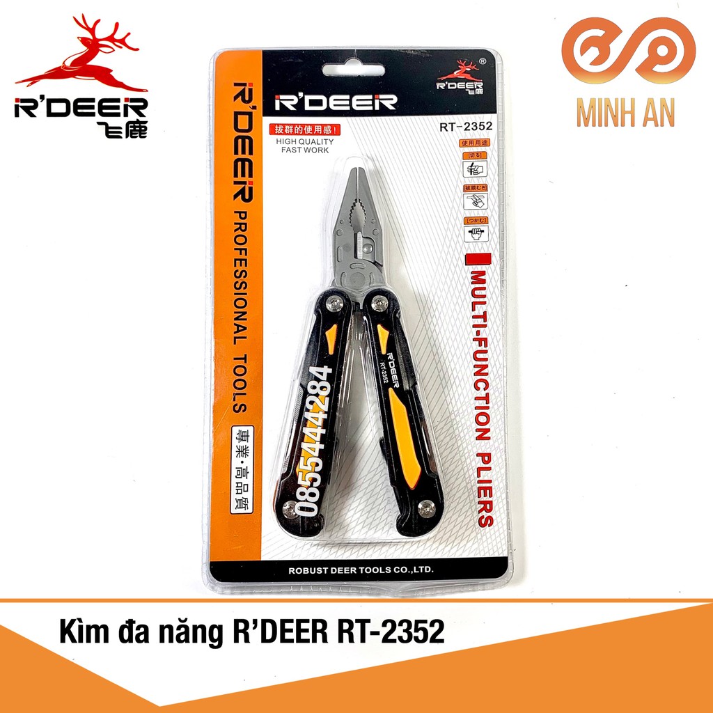 Kìm đa năng cao cấp 13 chức năng r'deer rt-2352 nhỏ gọn, cứu hộ, thoát hiểm, cấp cứu, sinh tồn, du lịch, cắm trại