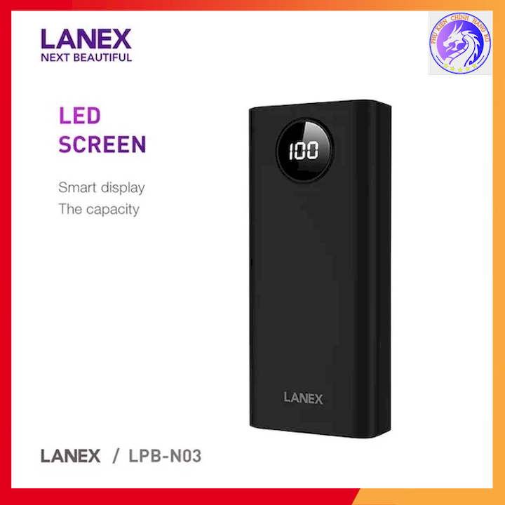 Pin dự phòng polymer a+ 2 cổng usb 2.0a 10000mah lanex lpb-n03 - màn hình led