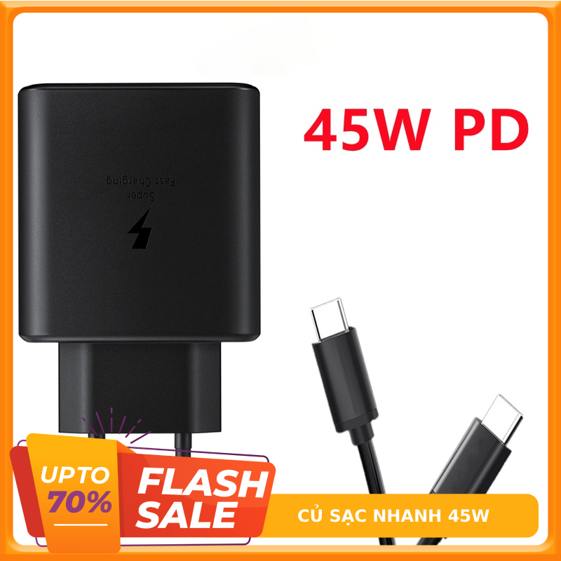 [VIDEO - Freeship] Bộ sạc nhanh Samsung 45W Chính Hãng - Cáp Sạc Type C Cho Samsung Note 10 Plus / Note 20 / Note 20 Ultra. BH tại Ontop
