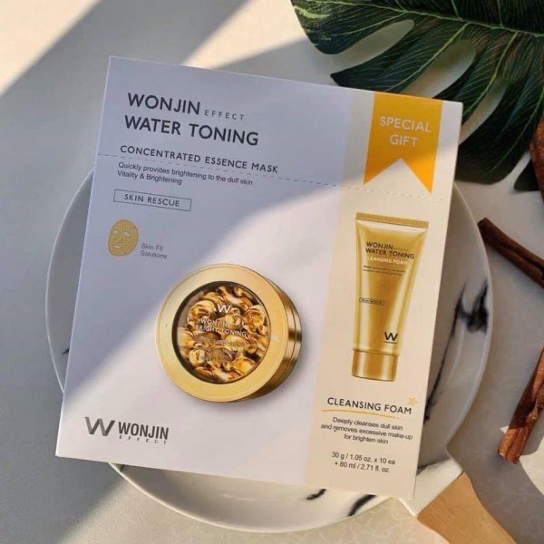 Set Mặt nạ + Sữa rửa mặt WONJIN EFFECT WATER TONING ( Vàng )