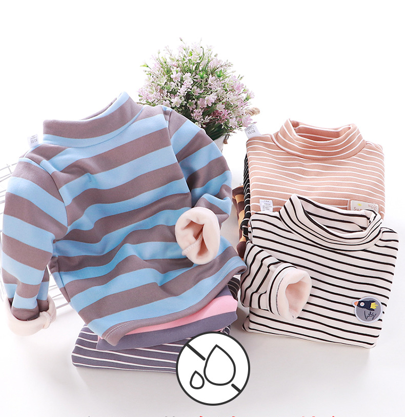 Áo cổ lọ cho bé có lót nhung bên trong cực ấm chất vải cotton mềm mịn an toàn cho da bé   AN9