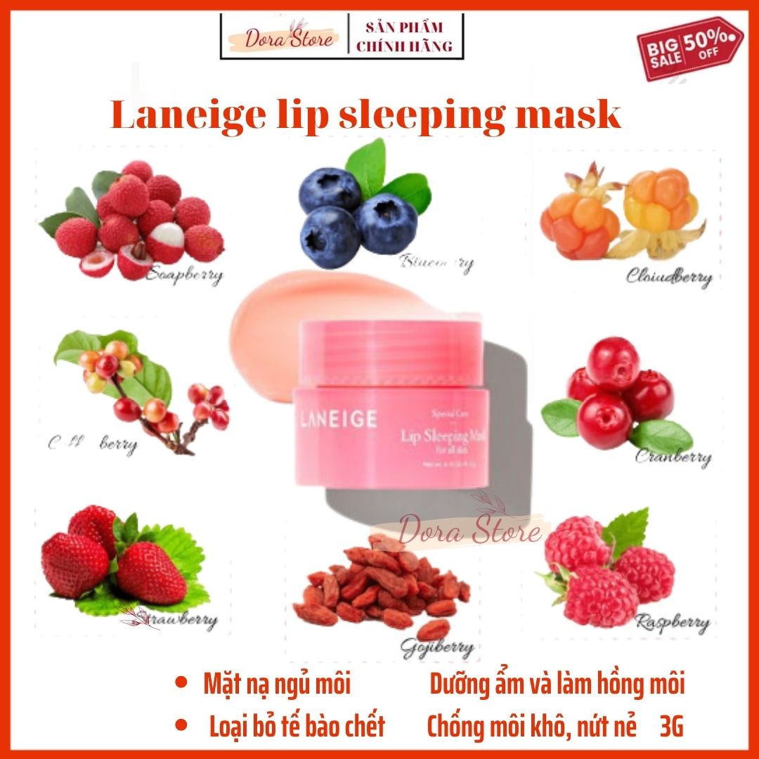 Dưỡng môi Laneige – Mặt nạ Ủ môi Laneige -dưỡng ẩm môi-mask môi - son dưỡng môi, mặt nạ ngủ Laneige, Laneige lip sleeping mask 3g son dưỡng hồi phục môi thâm tẩy tế bào chết môi bubi bubi lip vaseline dưỡng môi Dorastore
