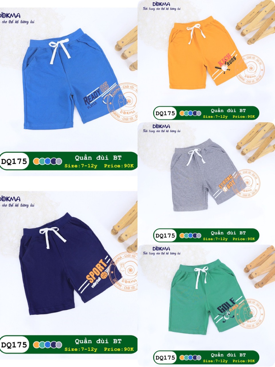 Dokma Quần lửng bé trai thể thao chất cotton da cá 7-12 tuổi DQ175