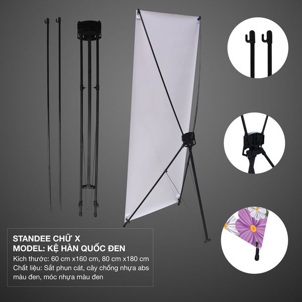 Combo 2, 3 bộ chân standee x thường - standee 3 chân size 60x160cm