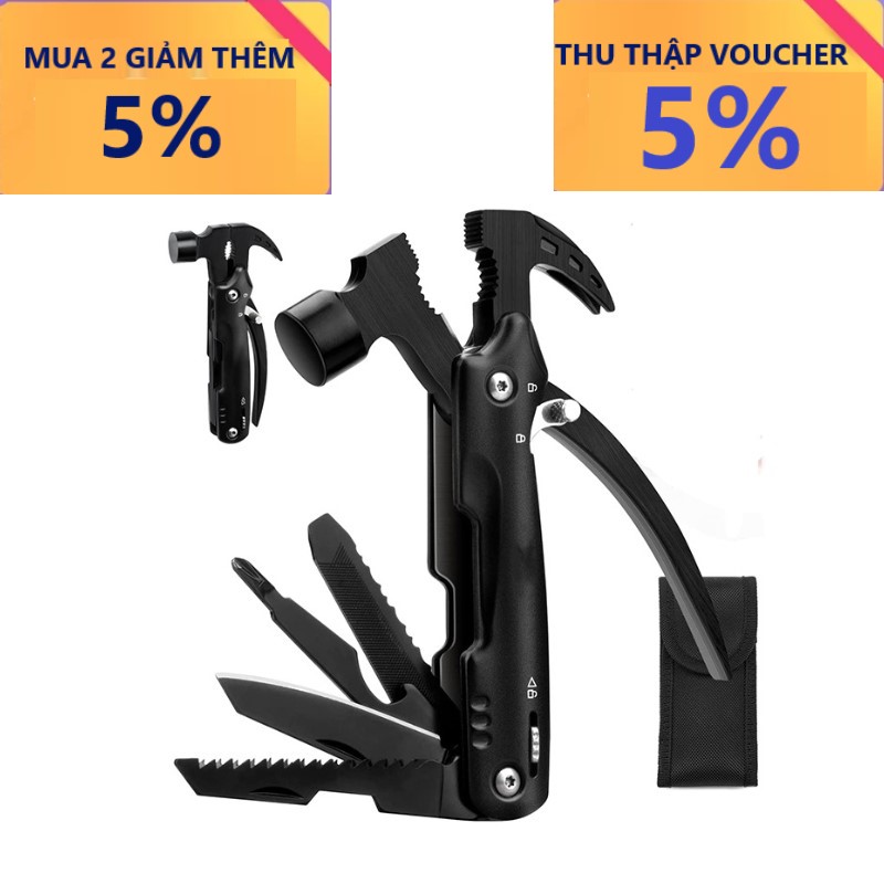 Voucher 10% Búa kìm đa năng 14 trong 1, làm bằng thép không gỉ, bộ dụng cụ sửa chữa tiện lợi, búa đa năng, búa thoát hiểm, dã ngoại.