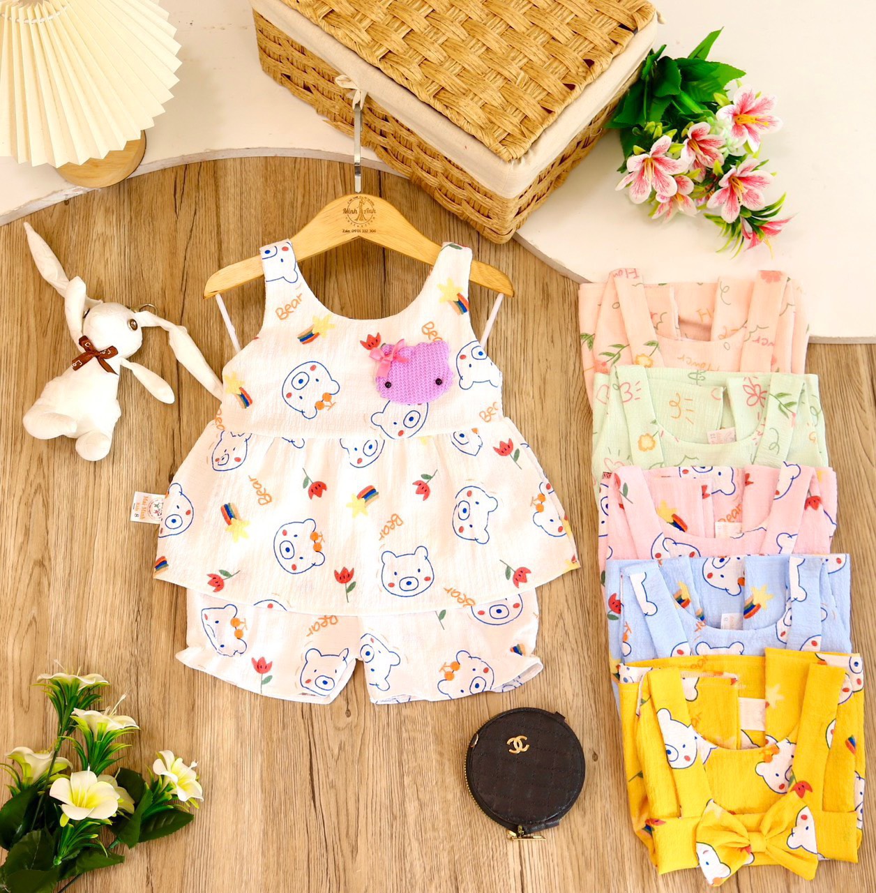 (2 màu)Combo 2 đồ bộ bé gái tay bồng tiểu thư baby doll hoạ tiết trái cây cổ tim xinh chất vải tơ xốp mềm mại thoáng mát đủ size từ 3-15g (nhiều màu)