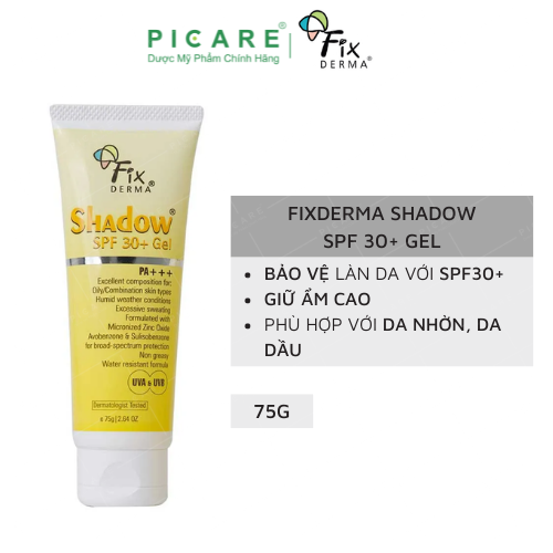 [GIẢM 20K ĐƠN 399K] Fixderma Gel Chống Nắng Da Mặt Shadow SPF30+ Gel 75g