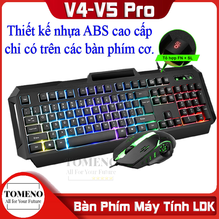 Bàn phím và chuột quang LDK V4 - V5 pro Có Dây / Đèn LED Gaming / Thiết Kế Chất Liệu ABS Cao Cấp , bàn phím máy tính , bàn phím giả cơ , bàn phím kèm chuột , bàn phím gaming , bàn phím giá rẻ , bàn phím văn phòng, chuột quang có dây