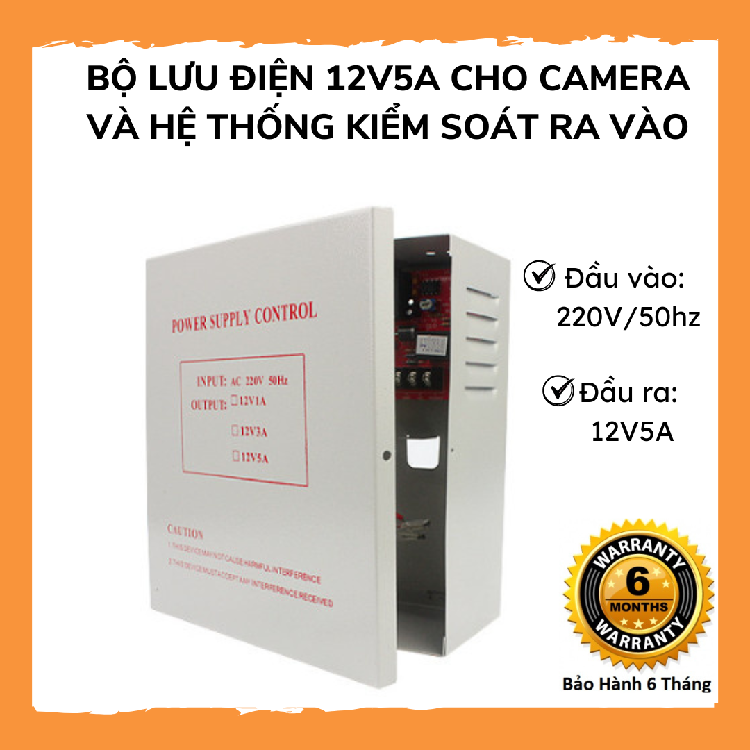 Bộ lưu điện ups cho camera, modem wifi, kiểm soát cửa, khóa điện,...12v5a khi mất điện