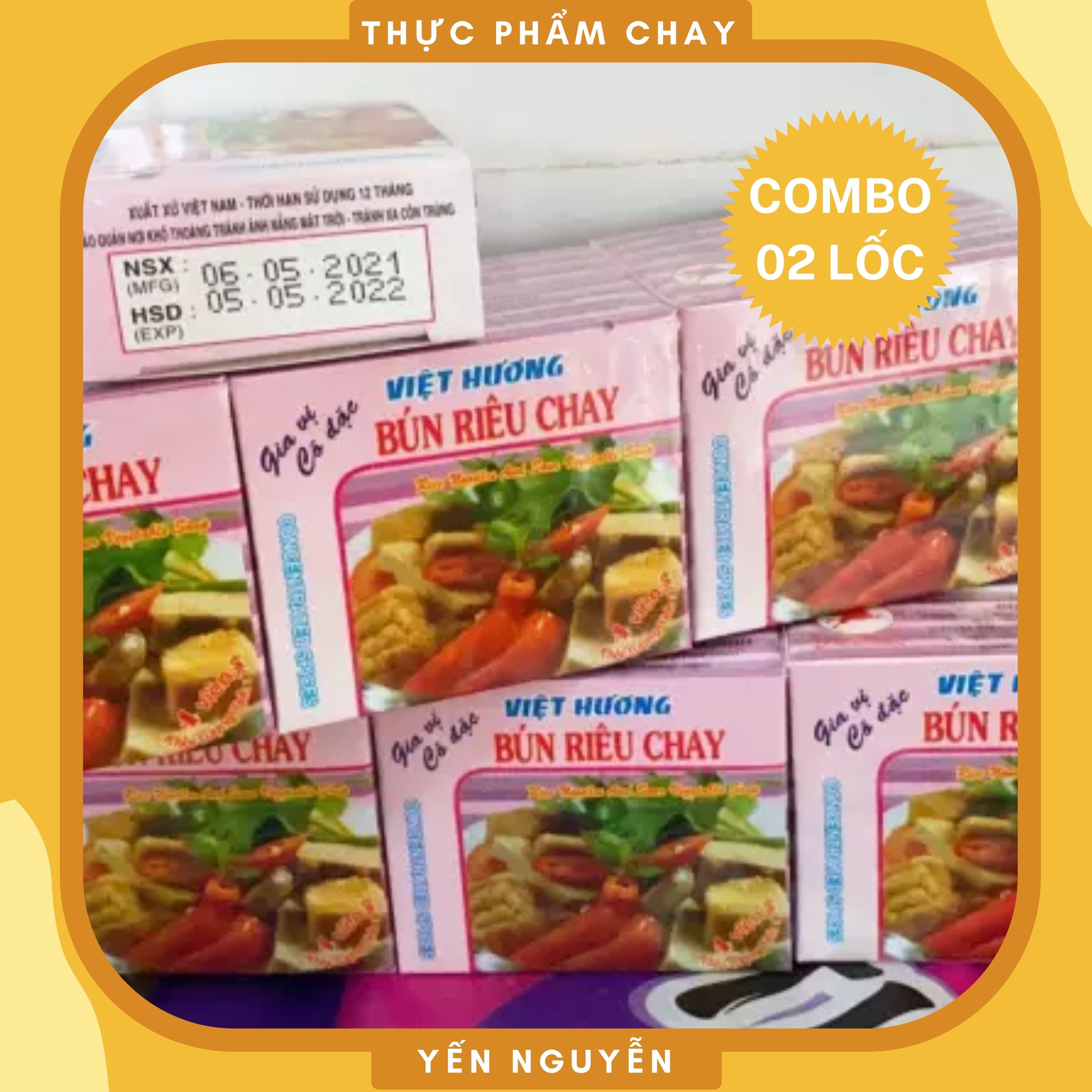 Combo 2 lốc Gia vị Bún Riêu Chay Việt Hương 12 hộp 74g  tiện lợi - Cô đặc từ nguyên liệu tự nhiên tao nên hương vị bún riêu đặc biệt - Thực Phẩm chay Yến Nguyễn
