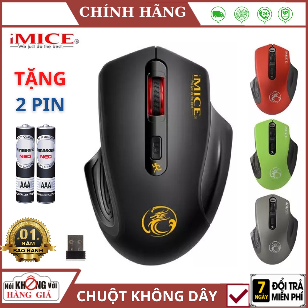 Chuột không dây gaming giá rẻ imice g1800, chuột chuyên game - tặng kèm 2 pin cao cấp , bảo hành 12 tháng