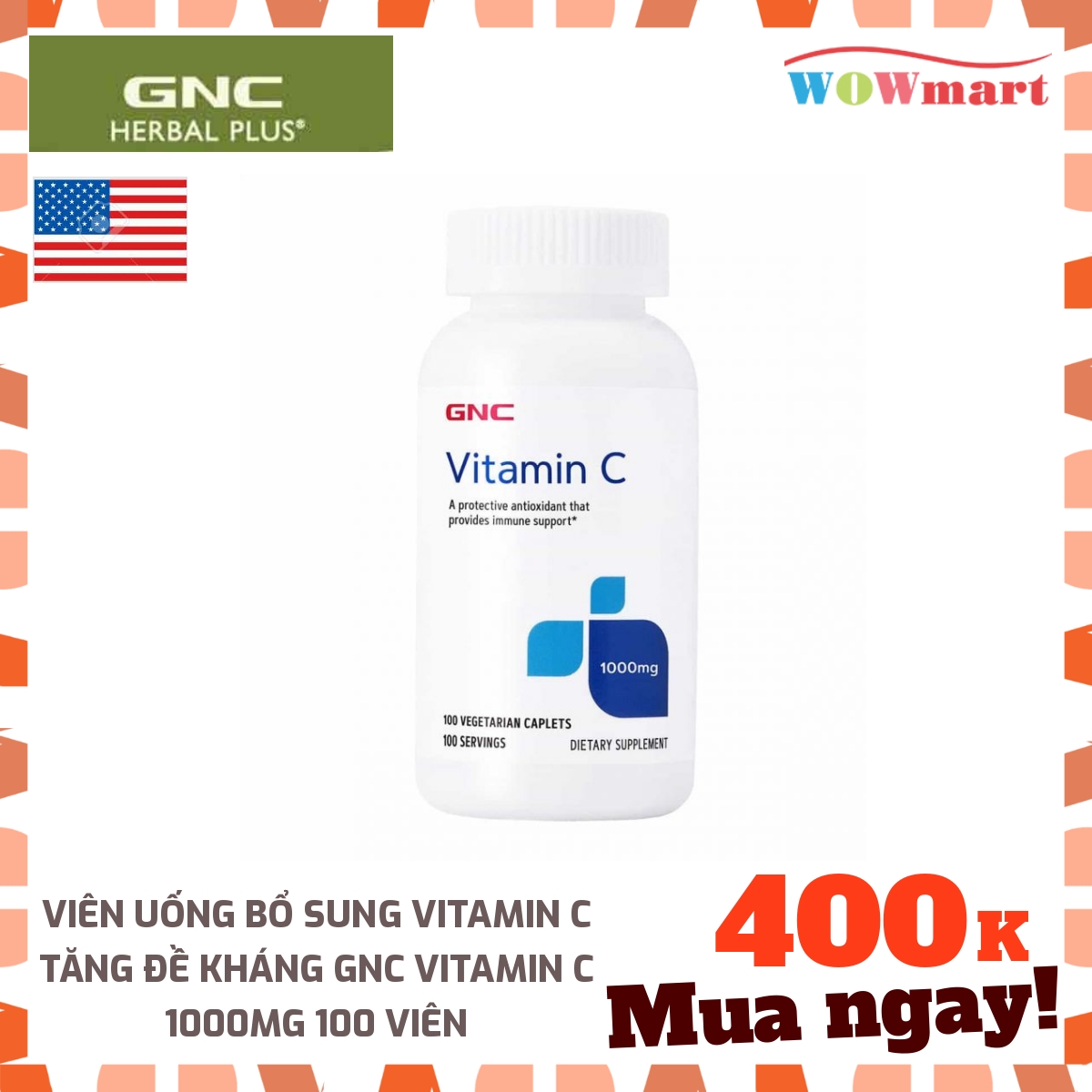 Viên uống bổ sung Vitamin C tăng đề kháng GNC Vitamin C 1000mg 100 viên - [MỸ]