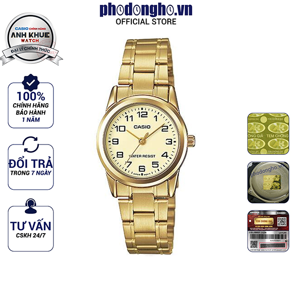 Đồng hồ nữ dây kim loại casio anh khuê ltp-v001g-9budf