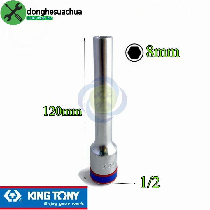 Tuýp 8mm dài 120mm loại 1/2 có 6 cạnh kingtony 425508m
