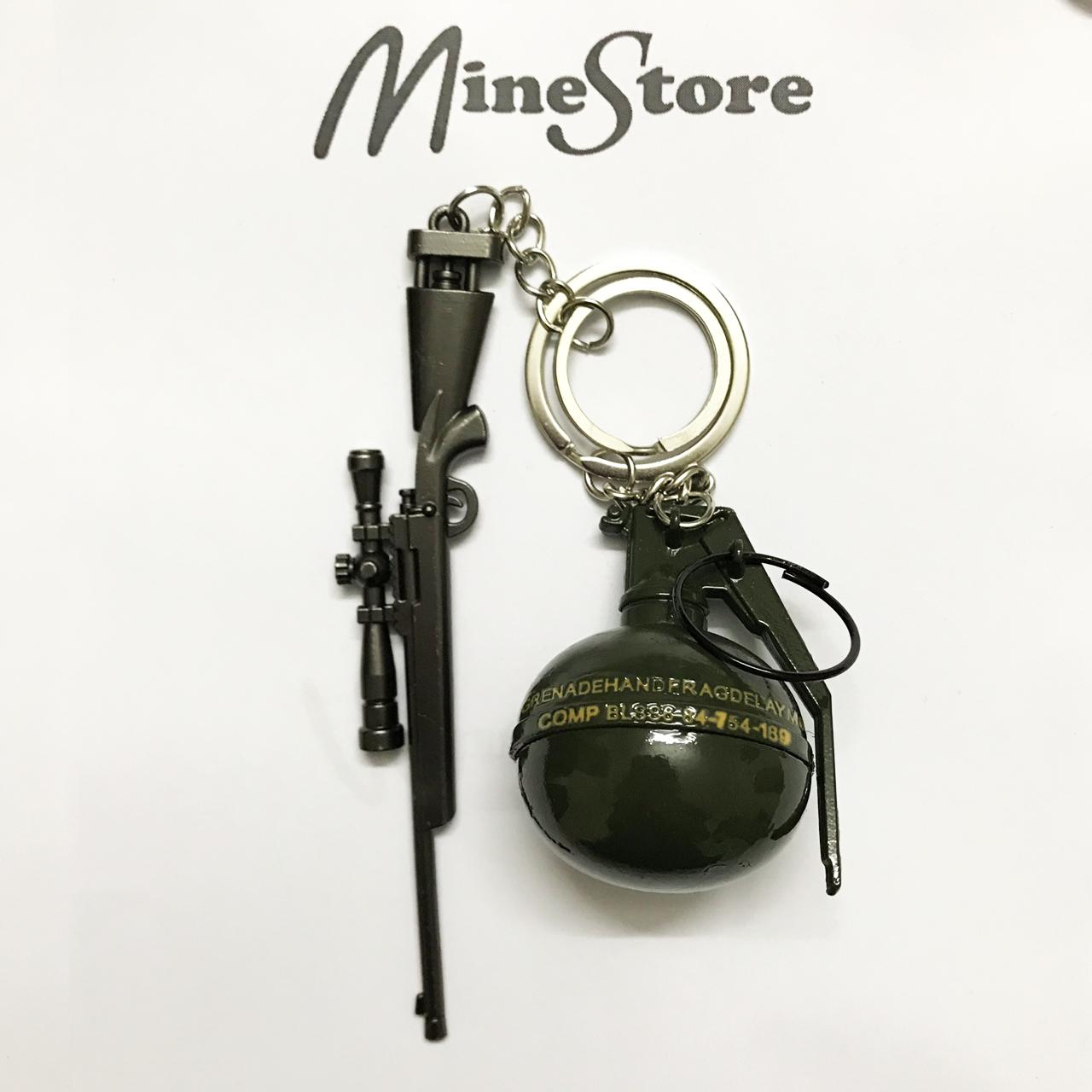 Combo 2 móc khóa pubg: frag gre pubg và m24 pubg size 12cm - mô hình trưng bầy pubg