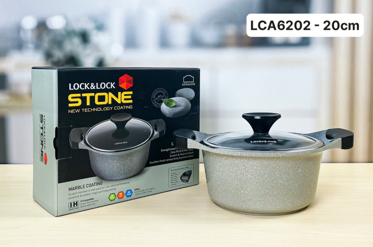 Nồi stone 7 lớp chống dính cao cấp locknlock lca6202d-ih 20cm